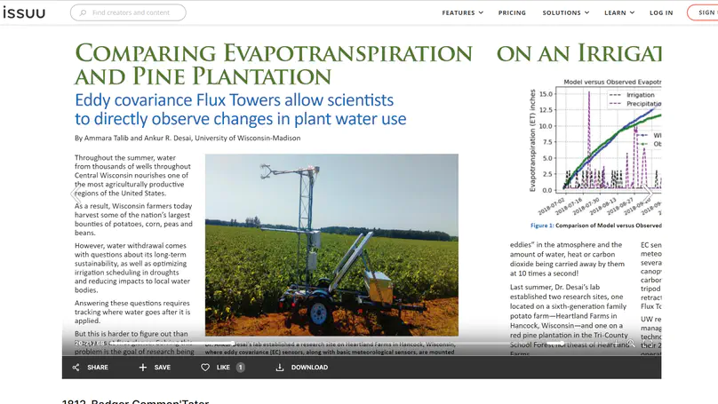 Comparing Evapotranspiration on an irrigated potato field and pine plantation